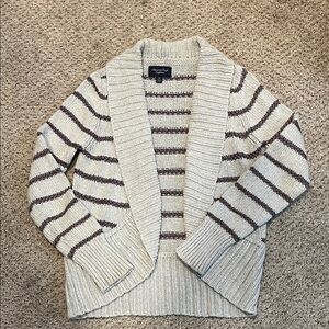 American Eagle Purple and Light Gray Striped Cardigan